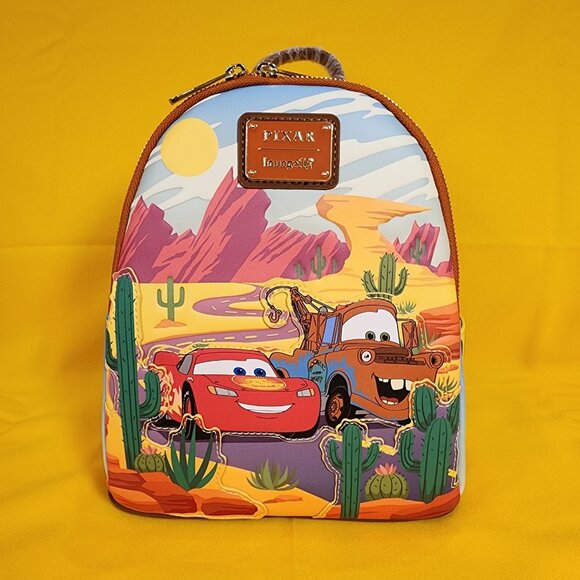 Loungefly Disney Pixar Cars Lightning McQueen and Mater Desert Mini Backpack NEW - Picture 8 of 11